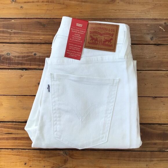 𝅺levi’s Mile high ankle super skinny extra high-high waisted waist white slim30 - Picture 2 of 14
